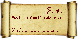 Pavlics Apollinária névjegykártya